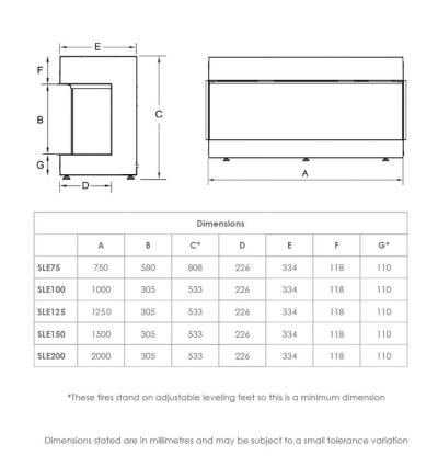 SLE1500 Media Wall Fire - Sizes