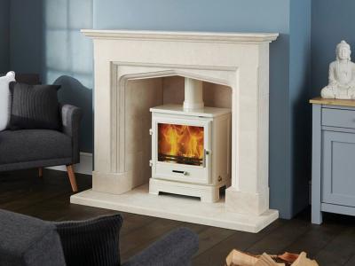 The Bassington Eco Baseline Stove in Warm White Enamel