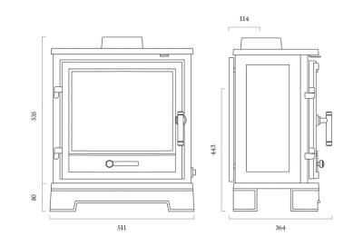 The Bassington Eco Baseline Stove - sizes