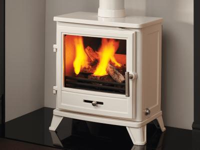 Bassington Eco Stove in White Enamal - Close