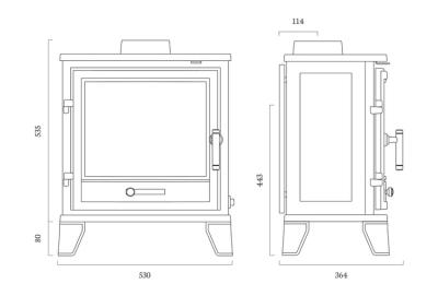 The Bassington Eco Stove - sizes