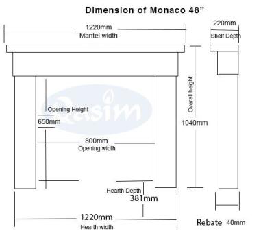 Qasim Monaco Fire Surround Sizes