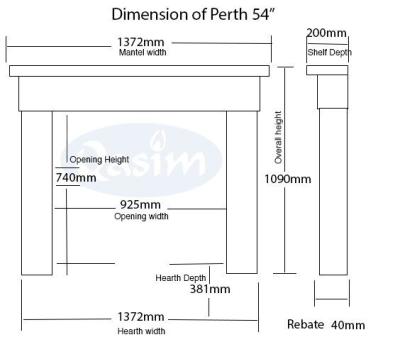 Qasim Perth Fire Surround Sizes 54